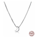 Collar De Plata 925 Con Dije De Luna Pequeña Cadena De Mujer