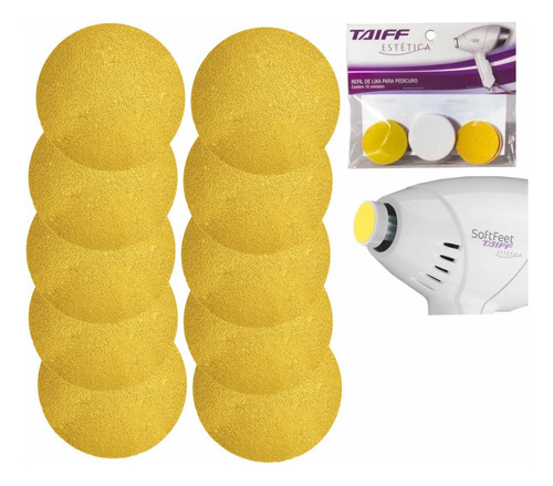 Kit Lixas Pedicuro Taiff Soft Feet Refil Adesivo 10 Discos