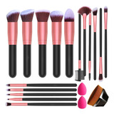 16pzs Brochas De Maquillaje Base Profesional Kit Con Esponja