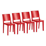 Kit 4 Cadeiras Hydra Uz4002 Pp 4 Un Vermelho-kappesberg