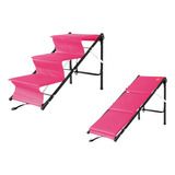 Rampa Pet Escadinha P/ Cachorro Cama Sofá Flexível Rosa Pink