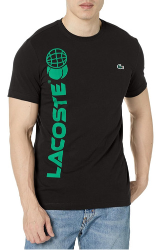 Playera Lacoste Manga Corda De Tenis Negro Mod Th1795-51