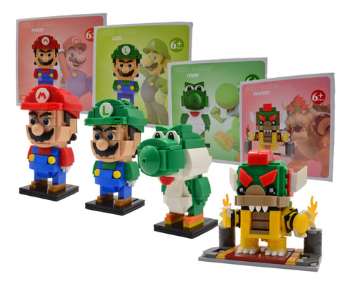 Set De Bloques Armables 3d De Mario,luigi,yoshi Y Bowser