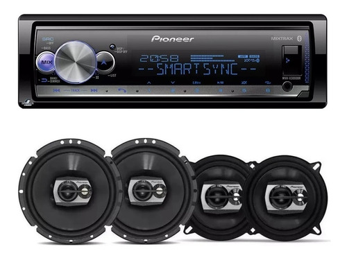 Som Pioneer Mvh-x3000br Bluetooth + 4 Alto Falantes 240w Rms