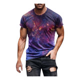 Camiseta Casual Con Estampado Suave De Cielo Para Hombre, Ca