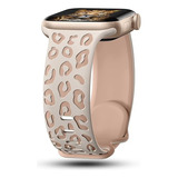 Correa Grabada Leopardo Para Apple Watch 45/44/42 Star/nude