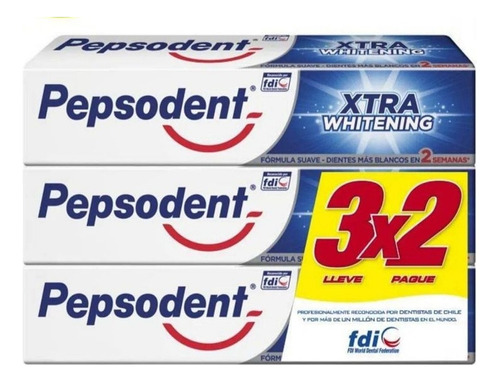 Pepsodent Pasta Dental Xtra Whitening 3unid 90gr C/u Lv