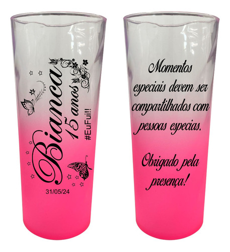 Kit 130 Copo Long Drink 350ml Acrílico Degradê Personalizado