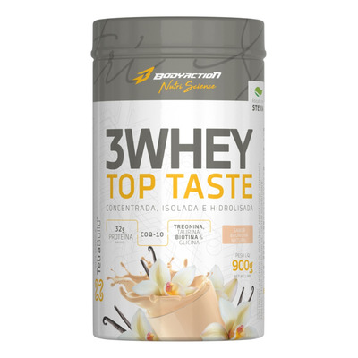 Bodyaction Tradicional Whey 3w Top Taste 900g (concentrado-iso-hidro) - Sabor Baunilha