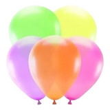 Pack 12 Globos Neón Para Fiestas Fluorescentes Uv. Amarillo