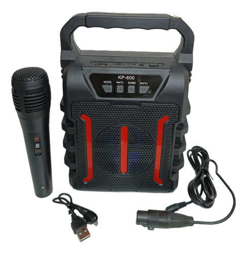 Parlante Portatil Bluetooth Con Microfono Negro Usb/sd/bt/fm