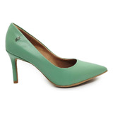 Scarpin Couro Usaflex Salto Alto Ah1901014 Verde Claro