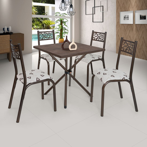 Conjunto De Mesa Ciplafe Jade Slim 4 Cad Tampo 0,75m Ad Bz