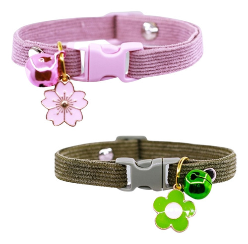 Collar Para Gato Con Campana 2-pack Verde Y Rosa