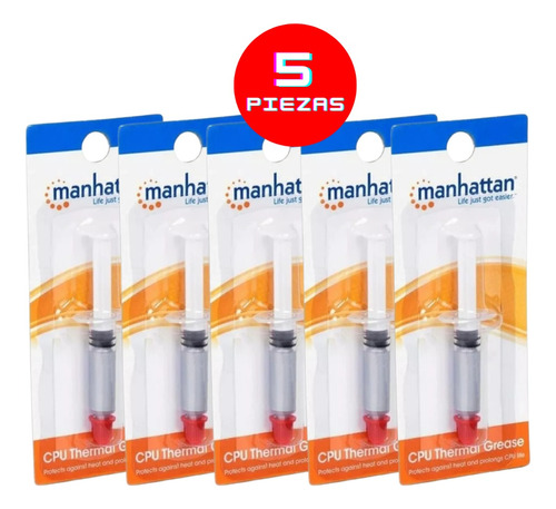 Kit 5 Pasta Termica Manhattan Jeringa 1.5g Vent Cpu 701662