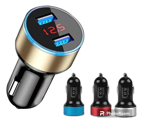 Cargador Dual De Celular Para Carro Usb Indicador Voltaje