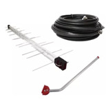 Kit Antena 16 Elementos+ Suporte+ 12m Cabo Rg59 Preto