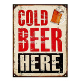 Carteles De Chapa Vintage Ice Cold Beer Cerveza Fria Beige