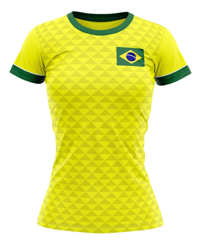 Camiseta Braziline Jatobá Brasil Feminino - Amarelo