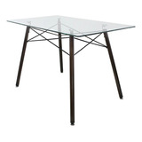 Mesa De Comedor Rectangular De Cristal Oslo 120 Patas Nogal