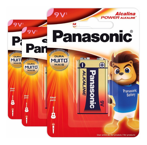 3 Baterias Alcalinas Panasonic 9v