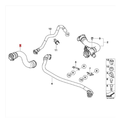 Manguera Inferior De Radiador Bmw X3 E83 Lci 2.5si N52n Foto 2