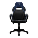 Cadeira De Escritório Aerocool Ac40c Air Gamer Ergonômica Preta E Azul Com Estofado De Fibra De Carbono E Poliuretano