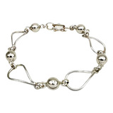 Pulsera Bolita Oval Plata Fina 950 Mujer Elegante