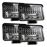 Kit 4x Farol Milha Led 144w Retangular 12v-24v Off Road Aux