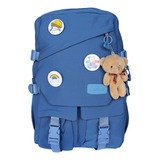 Mochila Urbana Bolso Escolar Niña Juvenil Moda Coreana Color Azul Acero