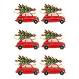 Servilletero Navideño De Metal Con Forma De Coche, 6 Unidade