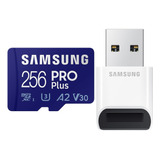 Cartão Memória Samsung 256gb Microsd Pro Plus E Adap Usb
