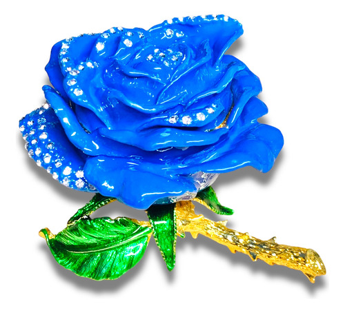 Rosa Azul Dorado Metal Piedras Alhajero Iman 