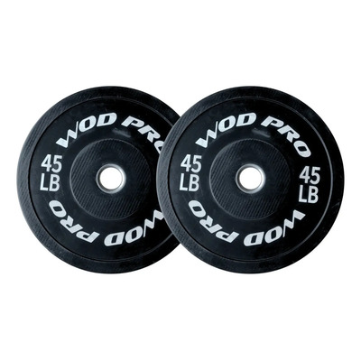 ​Par De Bumpers Rígidos 45 Libras Wod Pro Para Barras Olímpicas Color Negro Acero Caucho Crossfit Gym | Envío gratis
