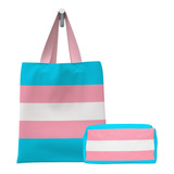 Kit Bandeira Trans Transgênero Tote Bag E Necessaire Lgbt