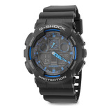 Relógio Casio Masculino G-shock Ga-100-1a2dr Nota Fiscal Cor Da Correia Preto Cor Do Bisel Preto Cor Do Fundo Azul