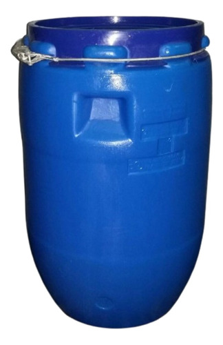 Tambor Tacho Barril Plástico Cuñete Azul 82 L Tapa Y Suncho