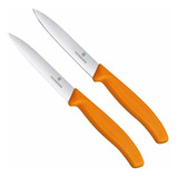 Victorinox® 2 Cuchillos Mondador Uno Liso Y Uno Dentado Color Naranja Claro