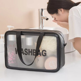 Necessaire Transparente Feminina Grande Maquiagem Luxo Cor Preta Desenho Do Tecido Liso