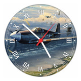 Relógio De Parede Avião Militar Romano Aeronave 30 Cm Rt02