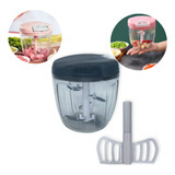 Processador Alimento Manual 5 Lâminas Inox 900ml 2 Em 1