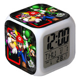 Reloj Despertador Digital De Cubo Con Luz Led Multicolor