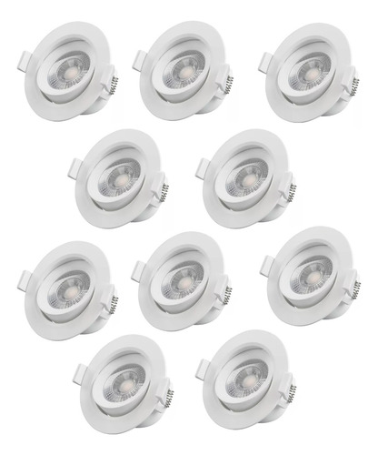 Kit10 Luminária Embutir Spot Led 7w  Redondo Downlight 