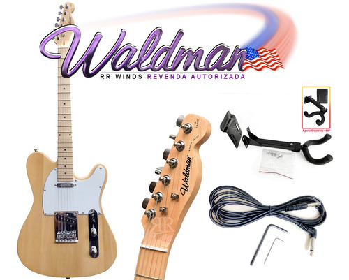 Telecaster Waldman Gte-200 Natual + Suporte De Parede