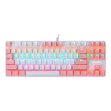 Teclado Mecánico Blanco + Suspensión Rosa Con Azul