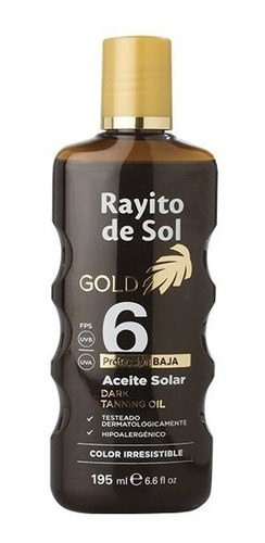 Rayito De Sol Aceite Solar Bronceador F6 Bronceado Saludable