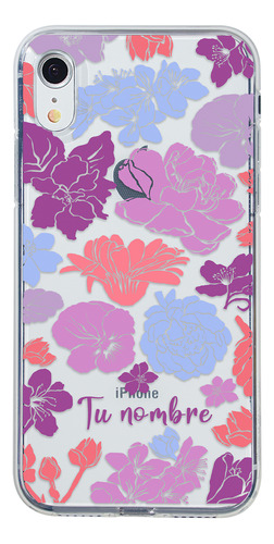 Funda Para iPhone Para Mujer Flores Colores Con Tu Nombre