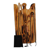 Set Accesorio Asador Tabla  Grande ,2 Cazuela ,pala ,atizador ,tenedor