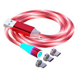 Cable Destello Magnetico 3en1 Micro Usb Tipo C P/iPhone V8