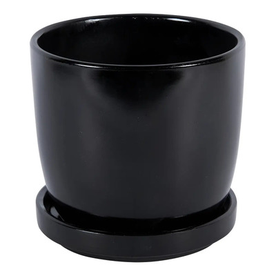 Maceta Grande Para Casa Y Jardín Con Base Pack 2 Pz Color Negro Minimalista | Meses sin interés